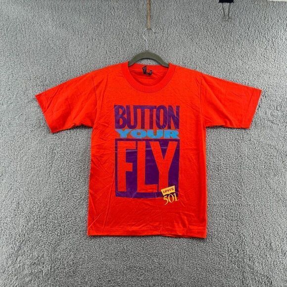VINTAGE Levi's Tee Shirt Button Your Fly 501 Mens medium single stitch - Picture 1 of 14